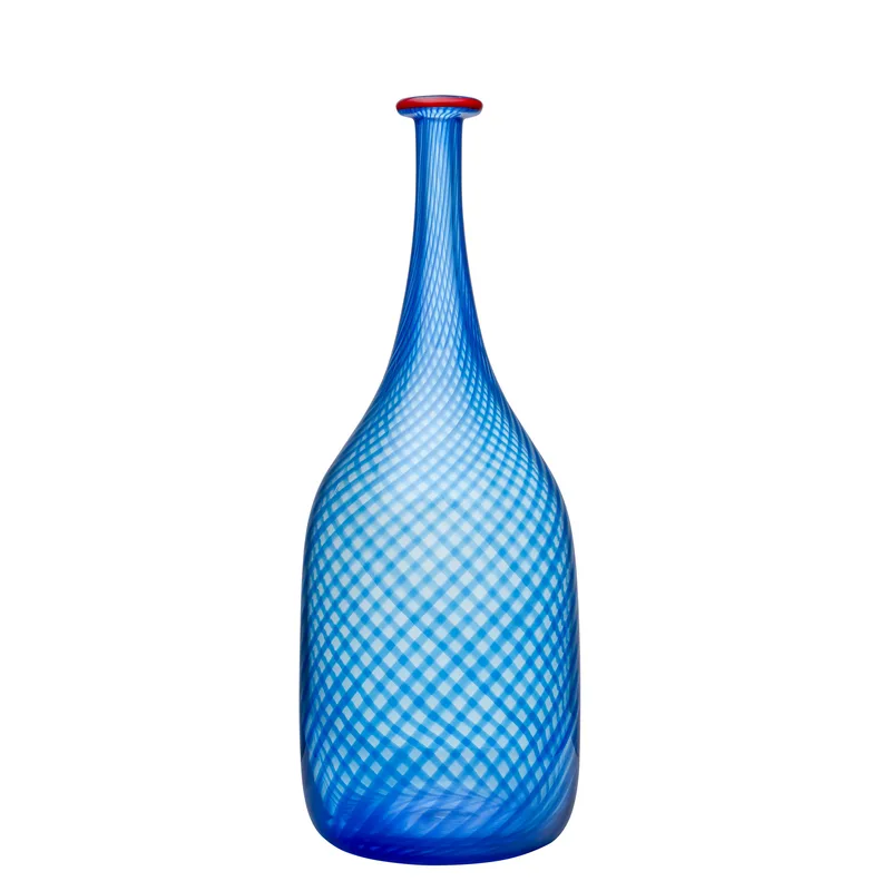 Kosta Boda Red Rim Bottle (Blue)