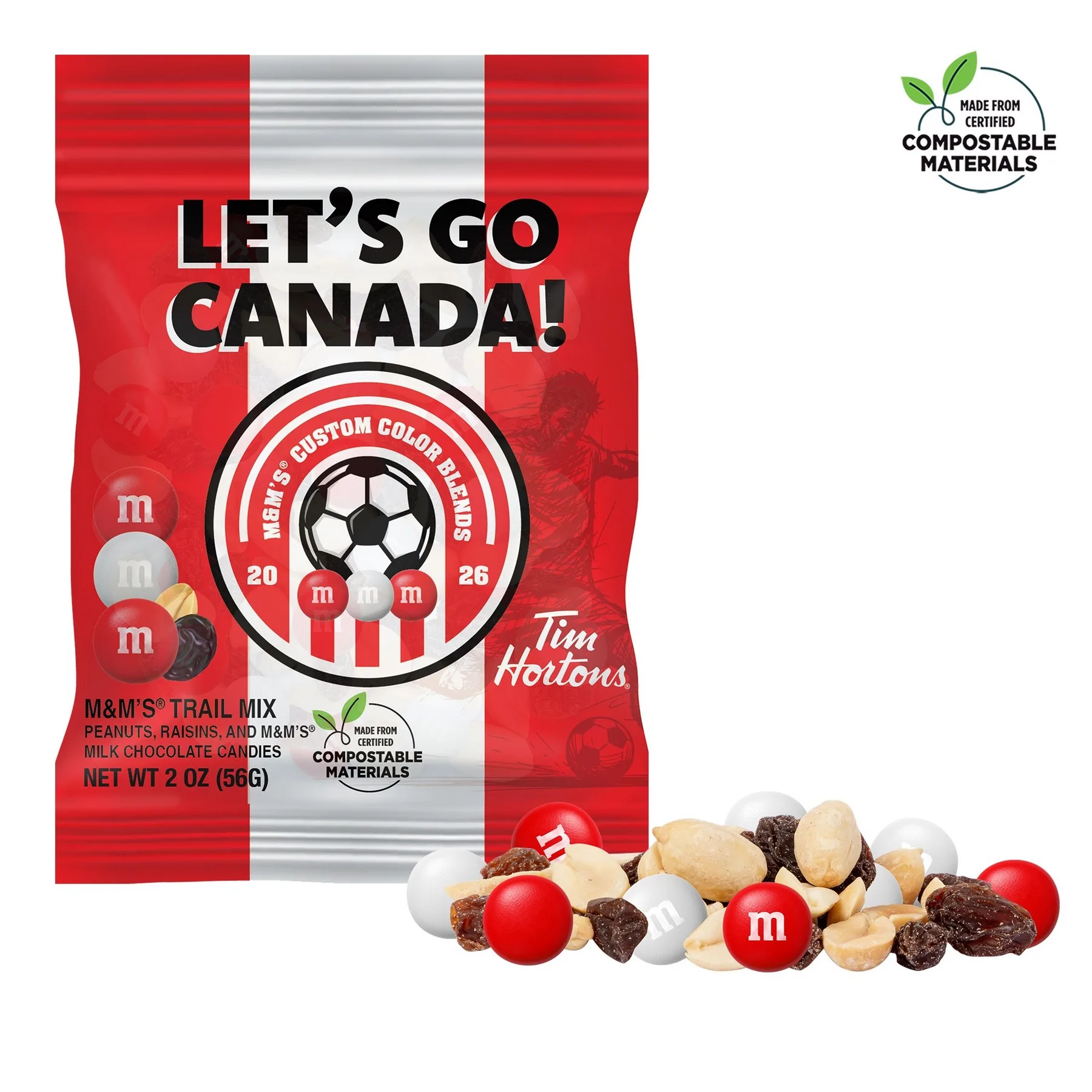 Soccer M&M'S Trail Mix, 2oz ECO-Digibag, Full Color, Color Choice view 2