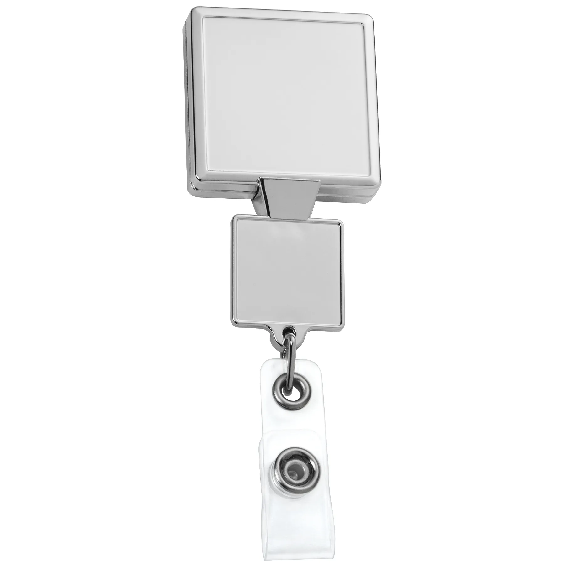 Chrome Double Up Square Retractable Badge Reel view 2