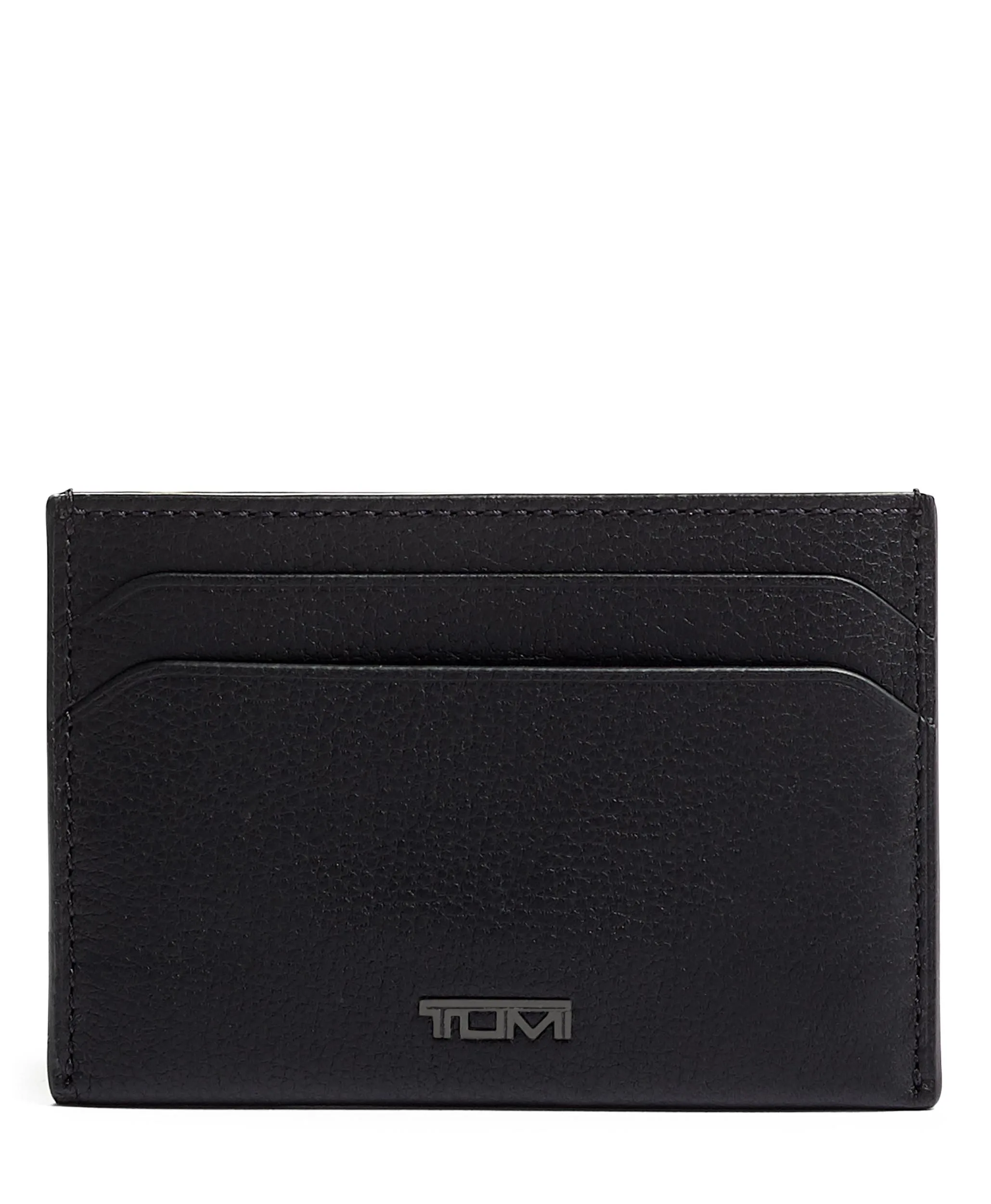 Tumi Nassau Money Clip Card Case- Black Texture Leather