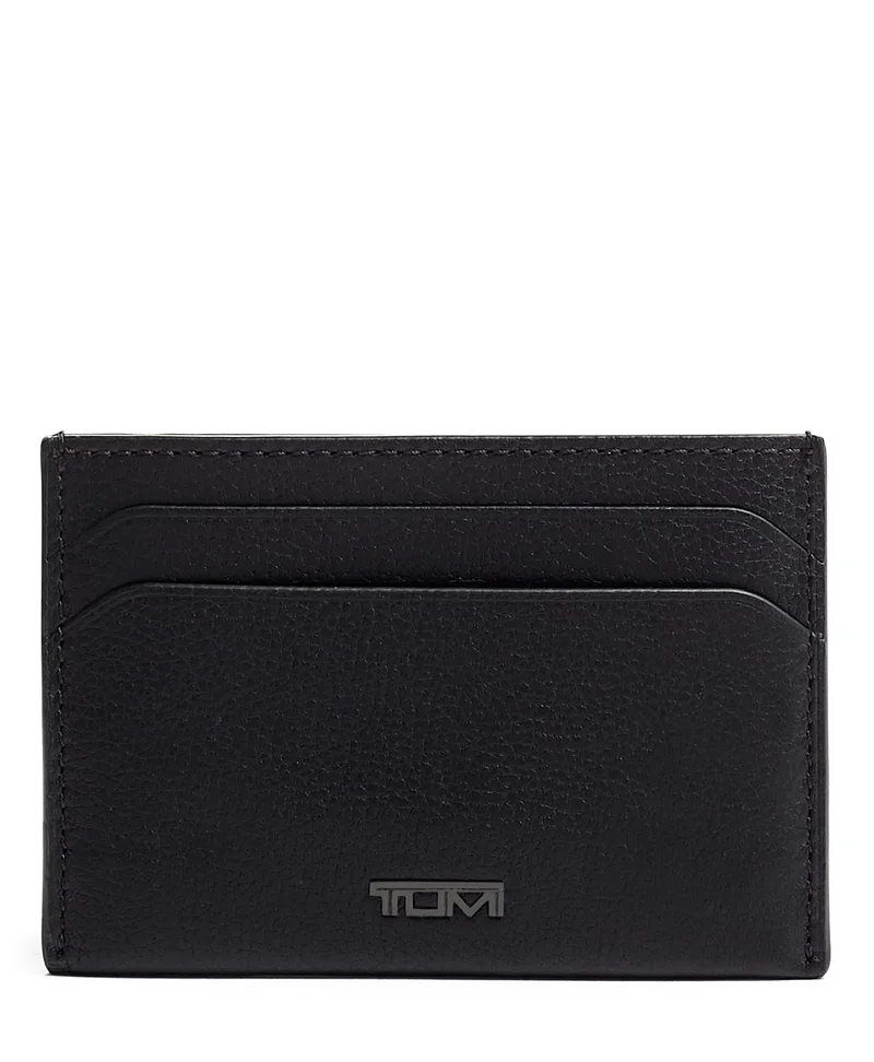 Tumi Nassau Money Clip Card Case- Black Texture Leather