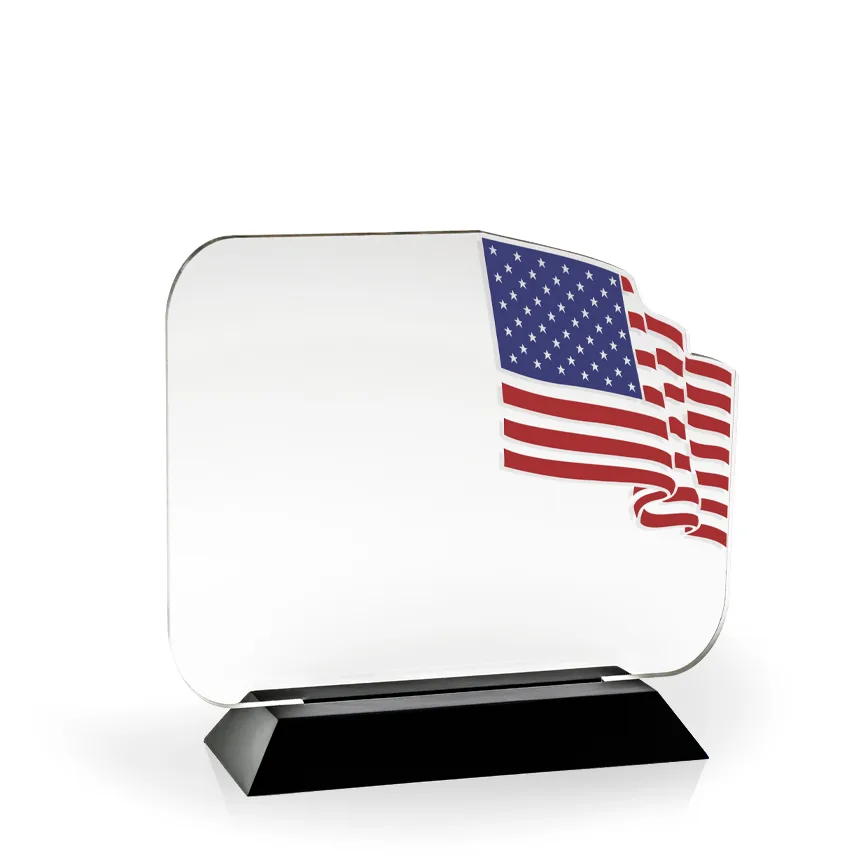 American Flag Award with Black Wood Base - UV Printed view 2