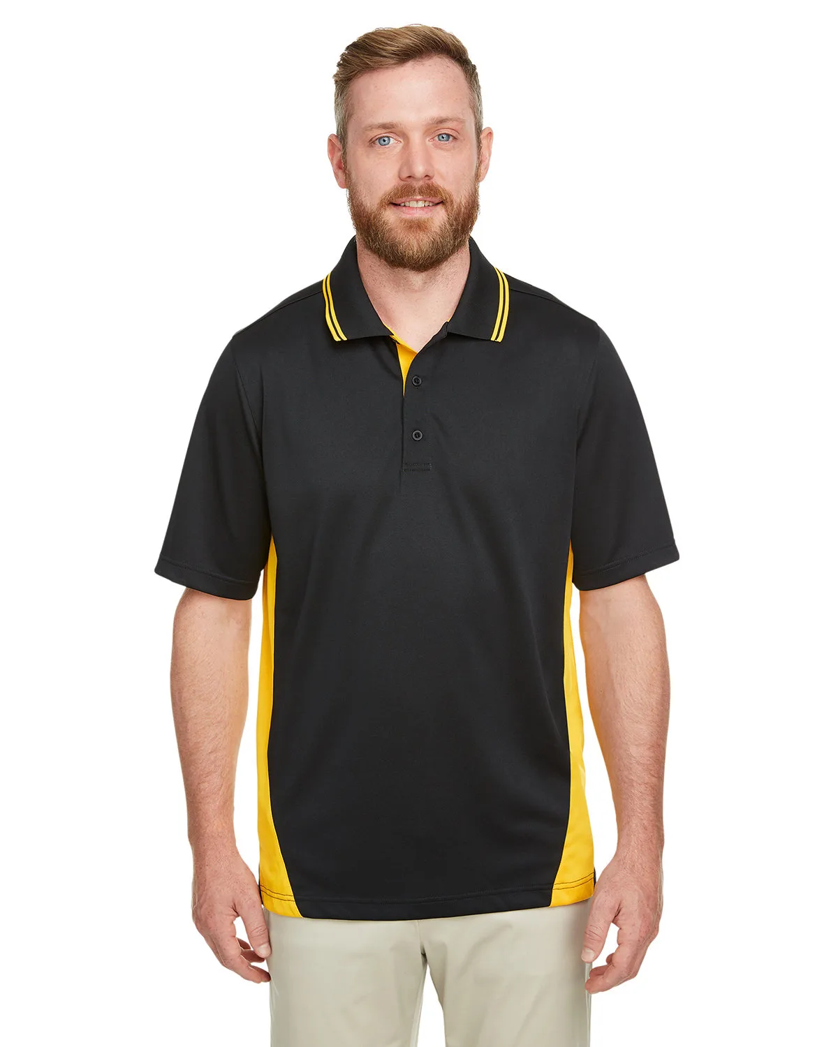 Harriton Men's Tall Flash Snag Protection Plus IL Colorblock Polo view 2