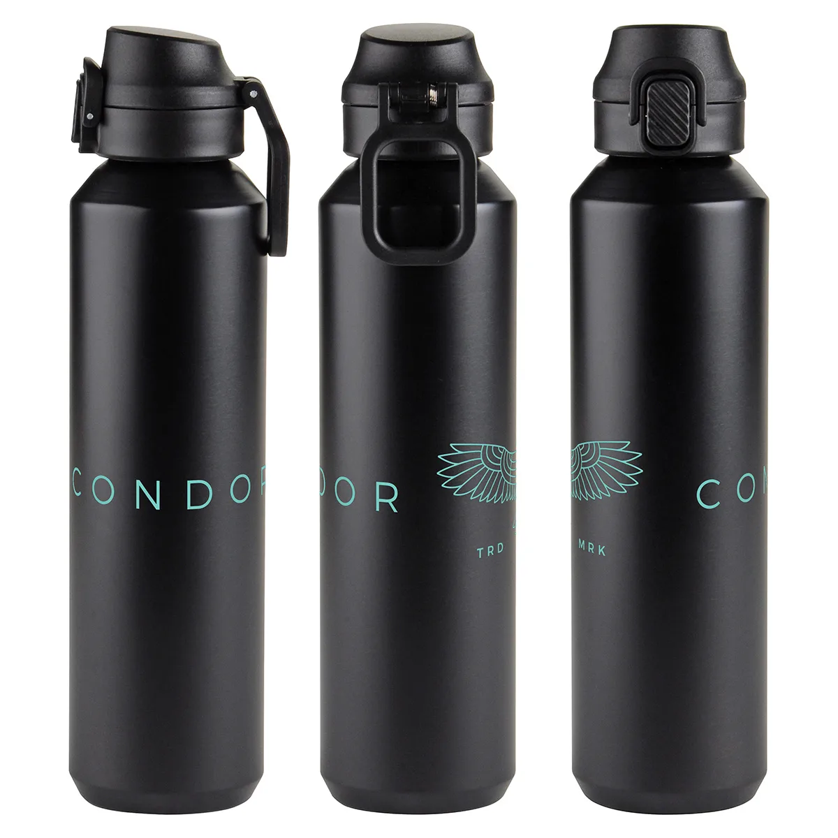 Nexus 27 oz Recycled Aluminum Bottle with Flip-Top Lid and Carabiner view 3