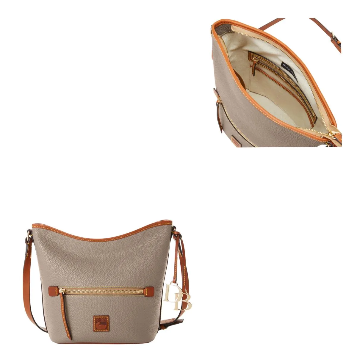 Dooney & Bourke Taupe Pebble Grain Zip Sac