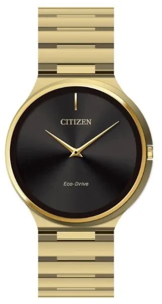 Citizen® Unisex Stiletto Eco-Drive® Stainless Steel Bracelet Watch (Gold/Black)