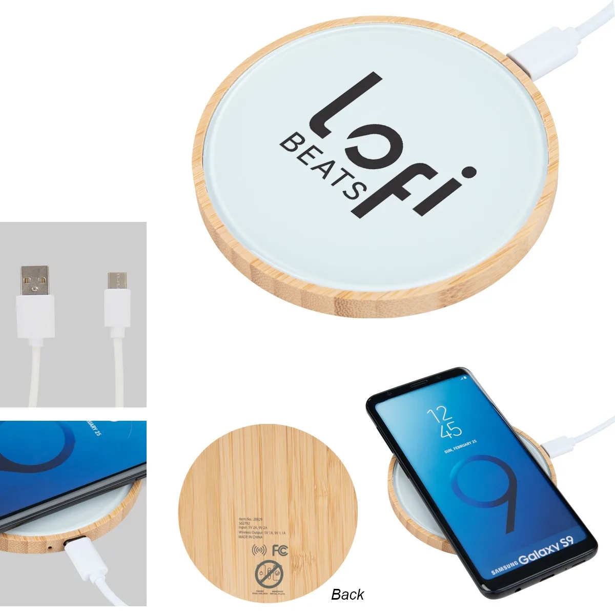 10w Glass & Bamboo Wireless Charger view 2