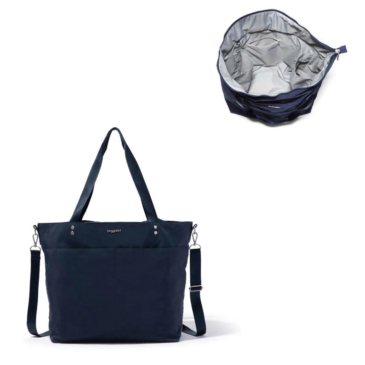 Baggallini Large Carryall Tote Bag - French Navy Blue