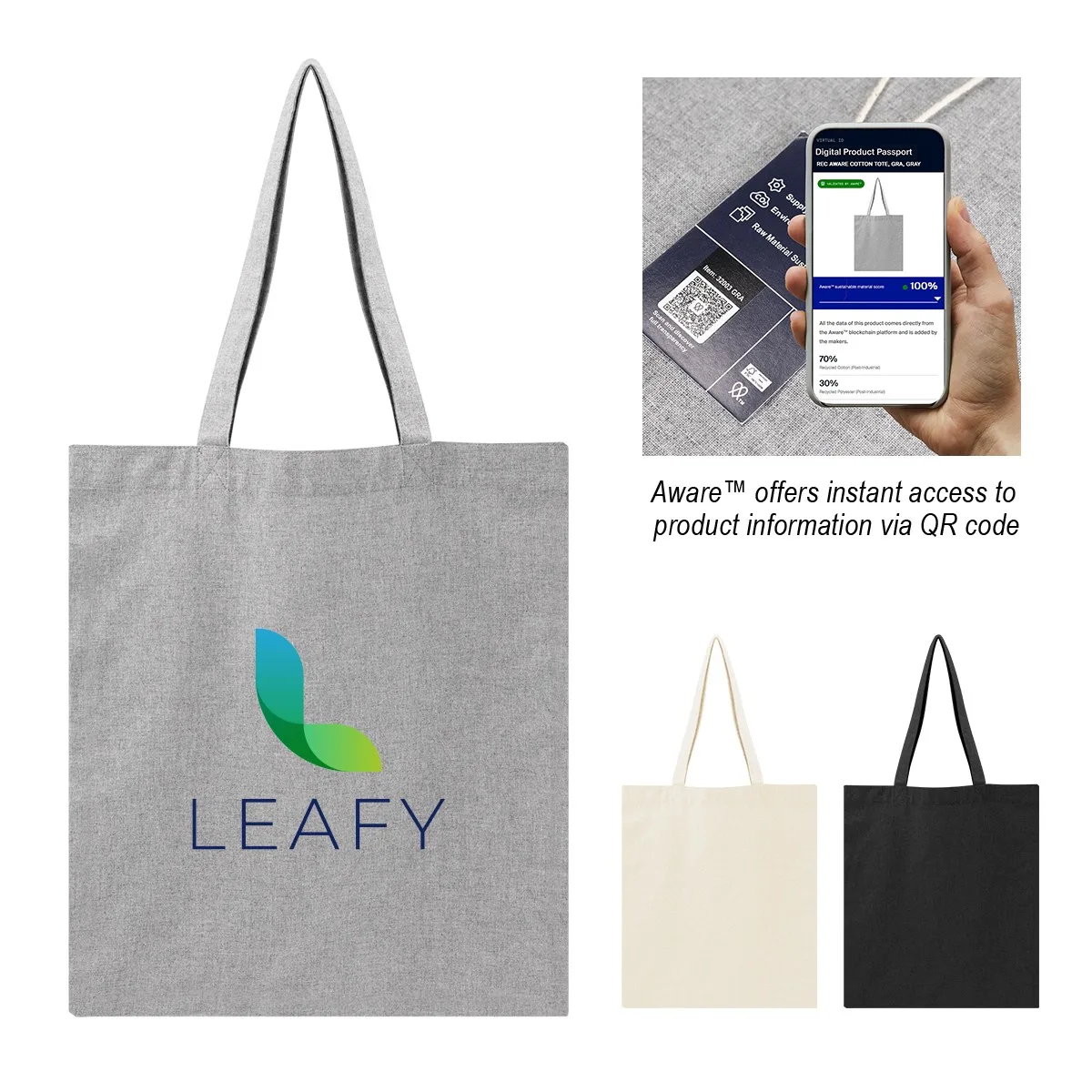 Aware™ 4 Oz. Recycled Cotton Tote Bag view 2