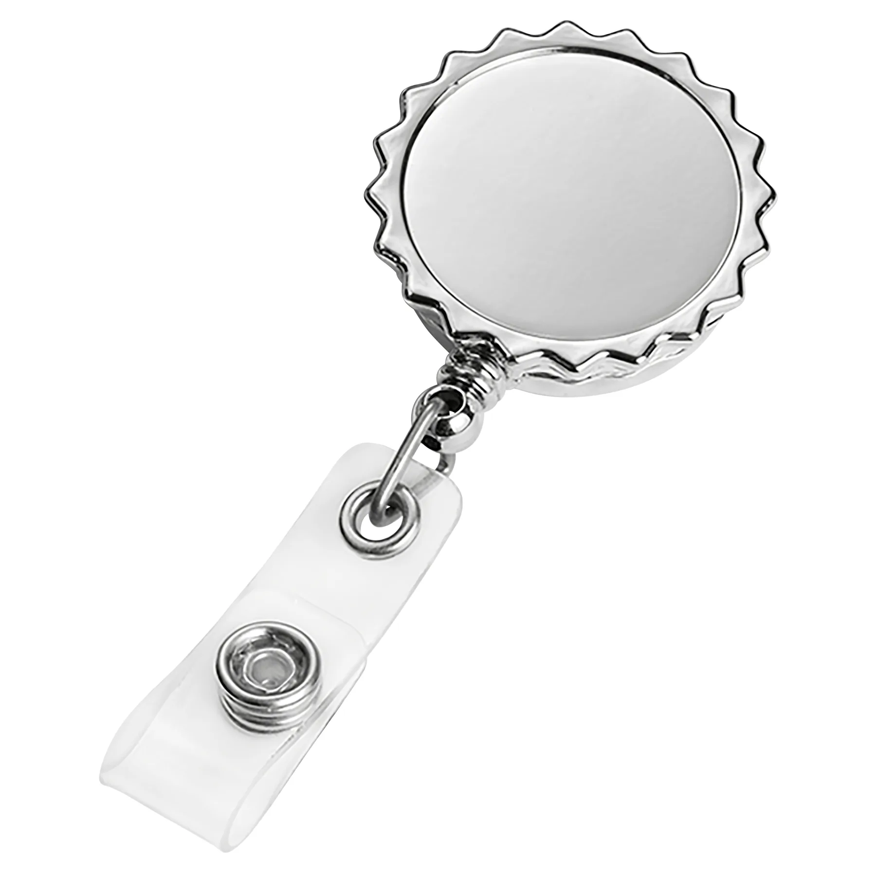 Chrome Bottle Cap Retractable Badge Reel view 2