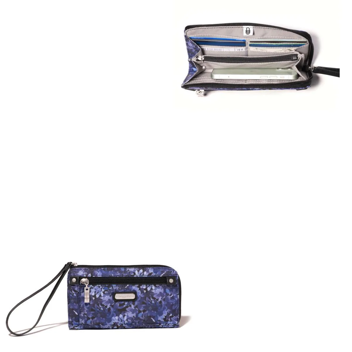 Baggallini® Zip Around Wallet - Indigo Blue Petal