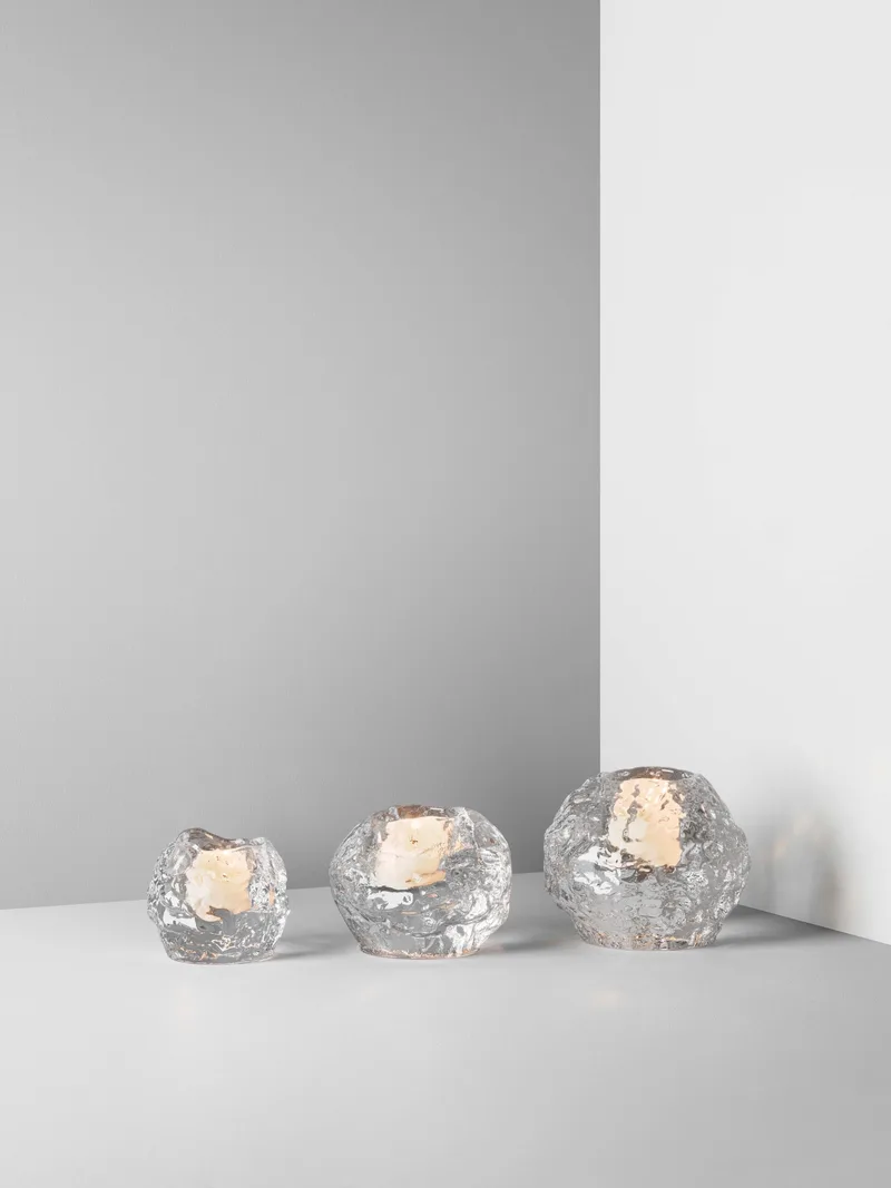 Kosta Boda Snowball Votive 3 Pc Set