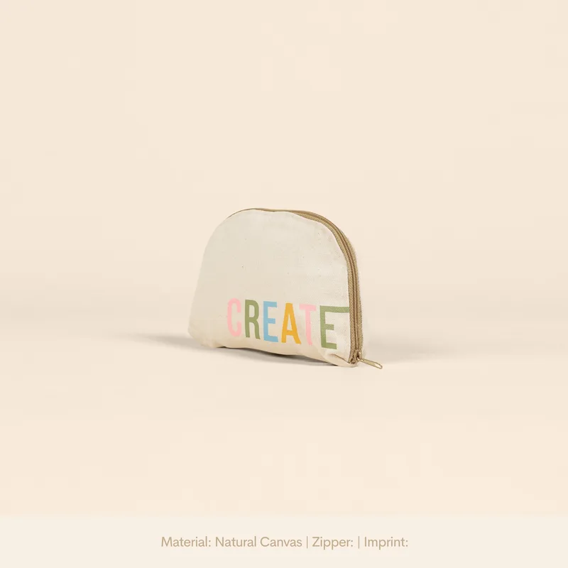 Natural Canvas Glam Clam Pouch