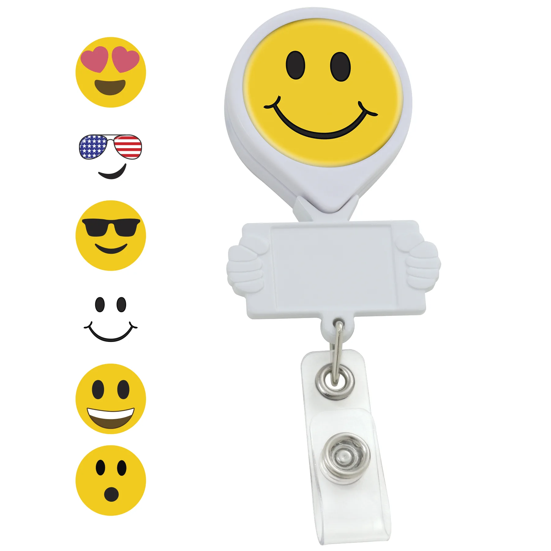 Smiley Hands Retractable Badge Reel view 2