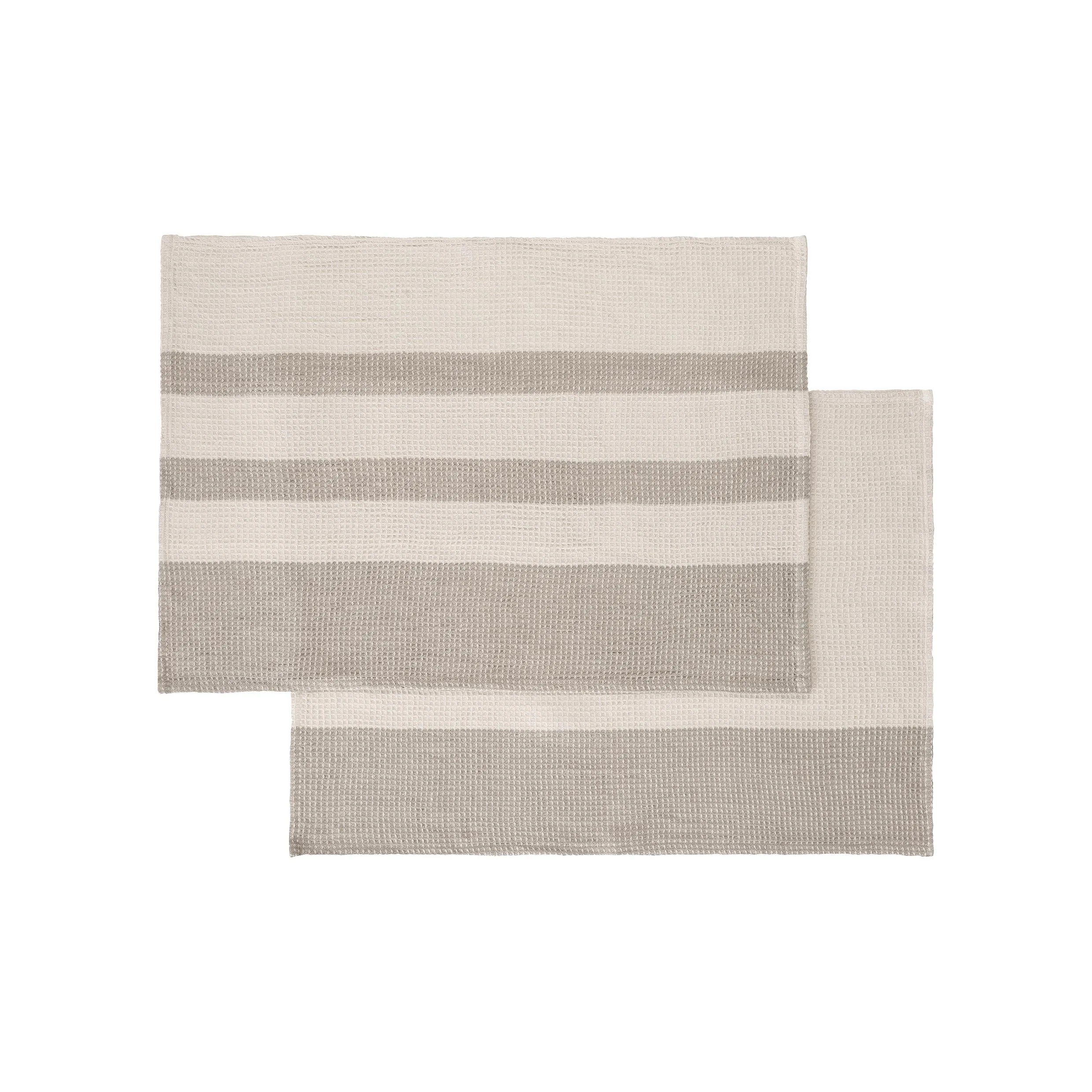 Blomus Gano Organic Cotton Waffle Tea Towels Set Of 2 - Moonbeam Dove Beige
