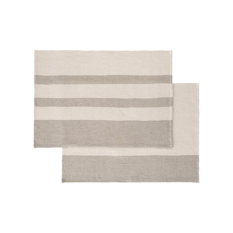 Blomus Gano Organic Cotton Waffle Tea Towels Set Of 2 - Moonbeam Dove Beige