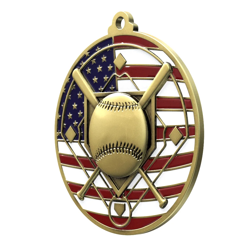 Patriotic Baseball Medallions 2-3/4" view 3
