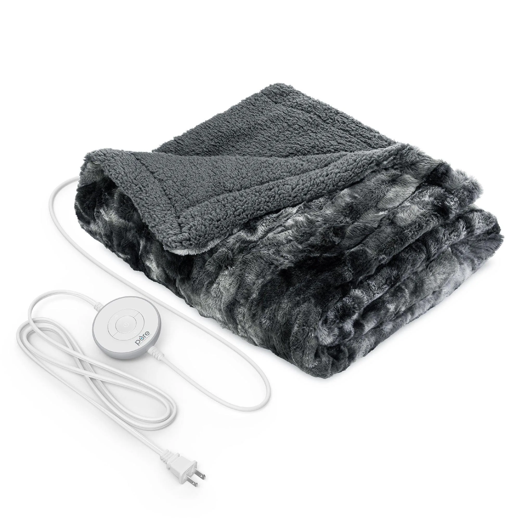 Pure Enrichment Pureradiance Luxury Heated Throw Blanket Smoke