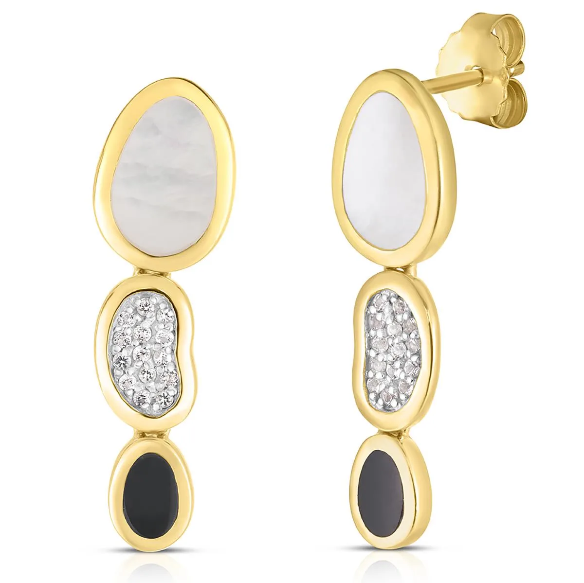 Jilco Inc Mother Of Pearl And Onyx Earrings