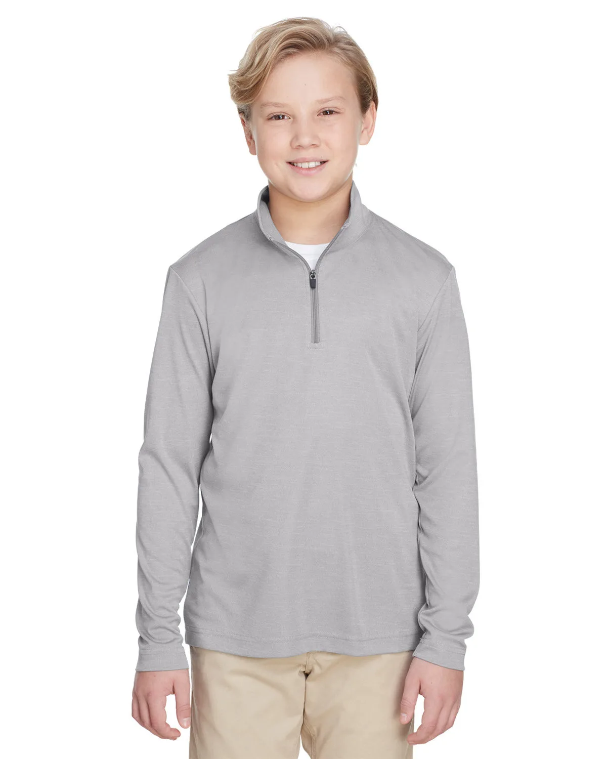 Team 365 Youth Zone Sonic Heather Performance Quarter-Zip Pullover Sweater