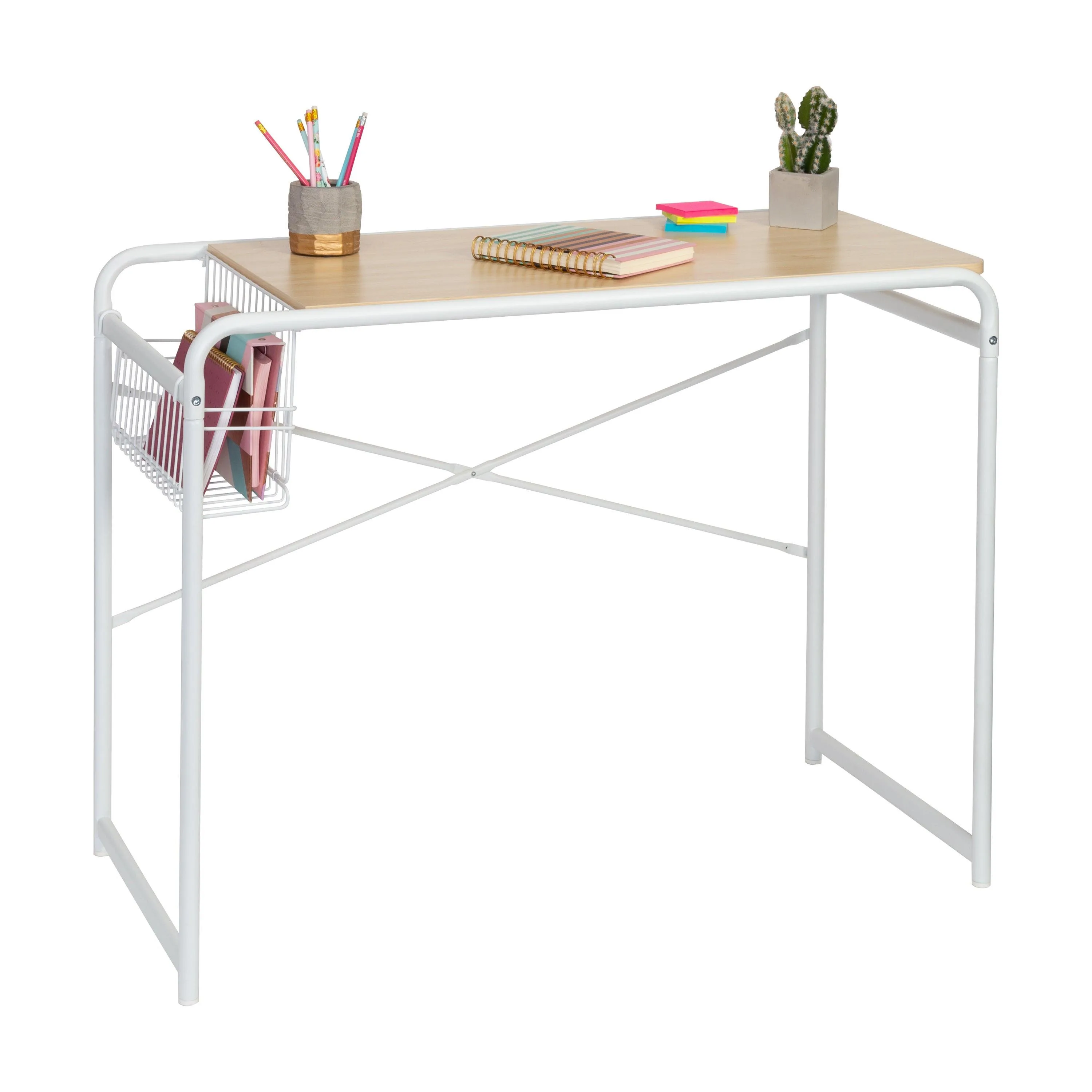 Honey-Can-Do Home Office Computer Desk W/ Side Basket White
