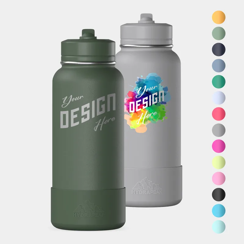 32 oz Hydrapeak® Stainless Steel Insulated Sport Water Bottle w/ Straw Lid