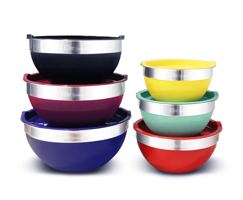 Elite 12Pc Multicolored Mixing Bowl Set