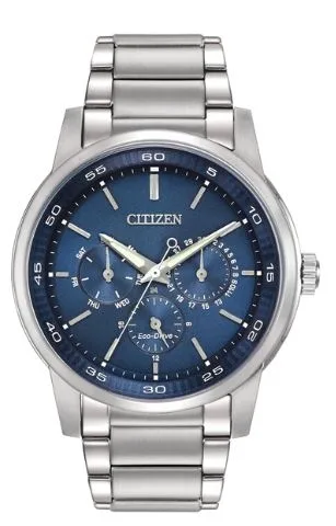 Citizen® Men's Corso Eco-Drive® Stainless Steel Dress Watch w/Blue Dial