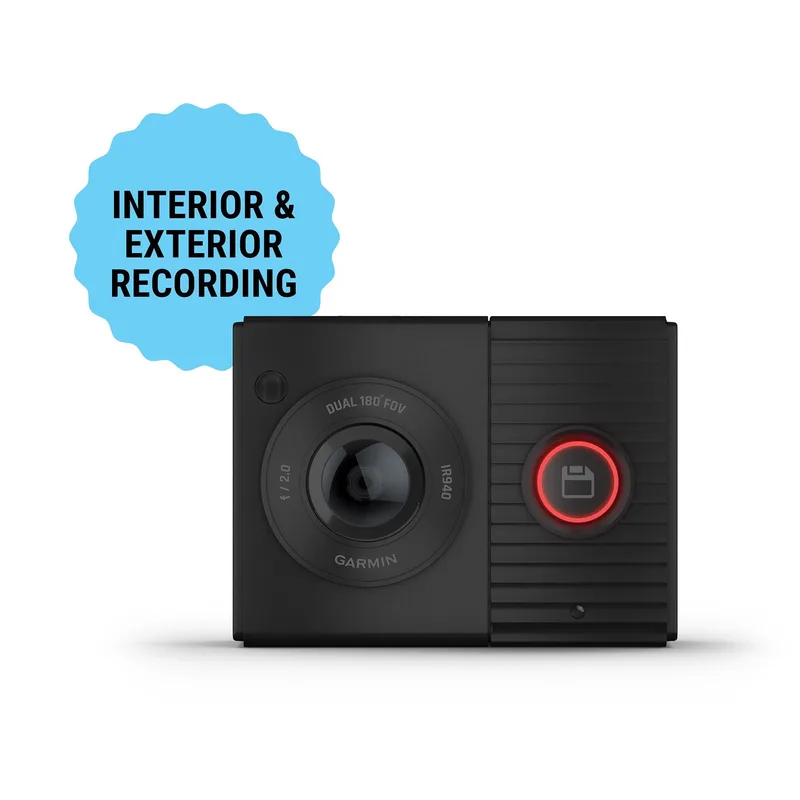 Garmin Dash Cam Tandem Dual-Lens Dash Cam W/ Two 180-Degree Lenses