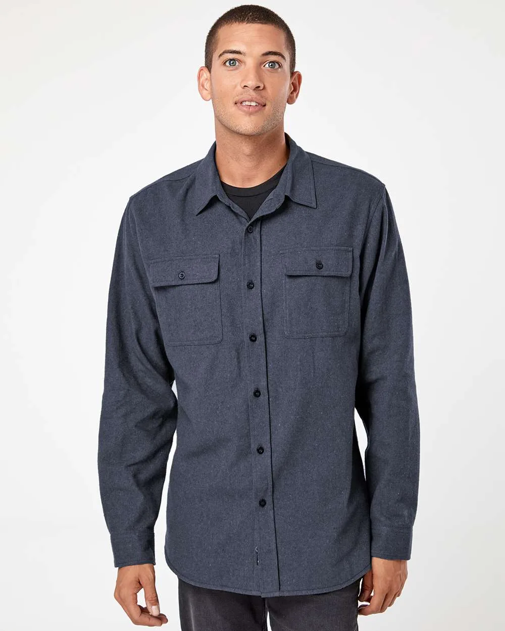 Burnside® Long Sleeve Solid Flannel Shirt view 4