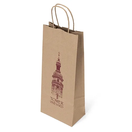 Eco Vino - Kraft-Brown Shopper - Flexo Ink Print (5 1/2" x 3 1/2" x 13")