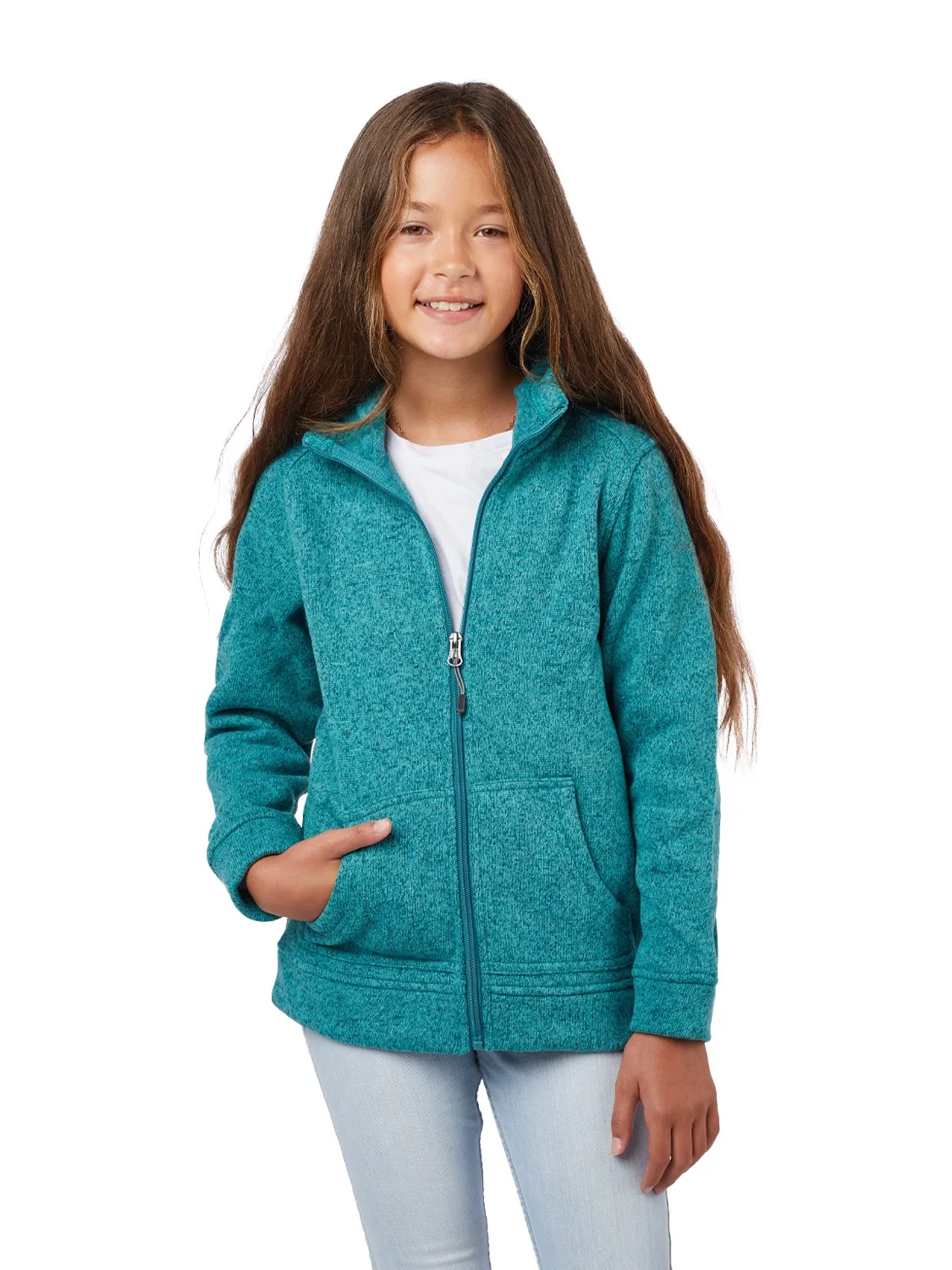 Girls' Ashton Sweater Knit Fleece Jacket