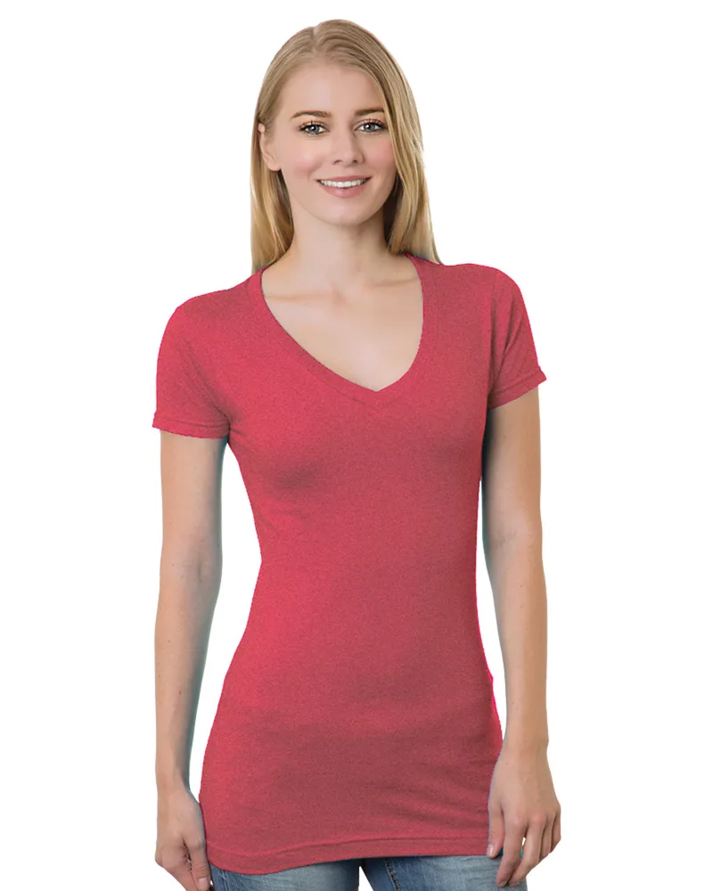 BAYSIDE Ladies' USA Made V-Neck T-Shirt view 7