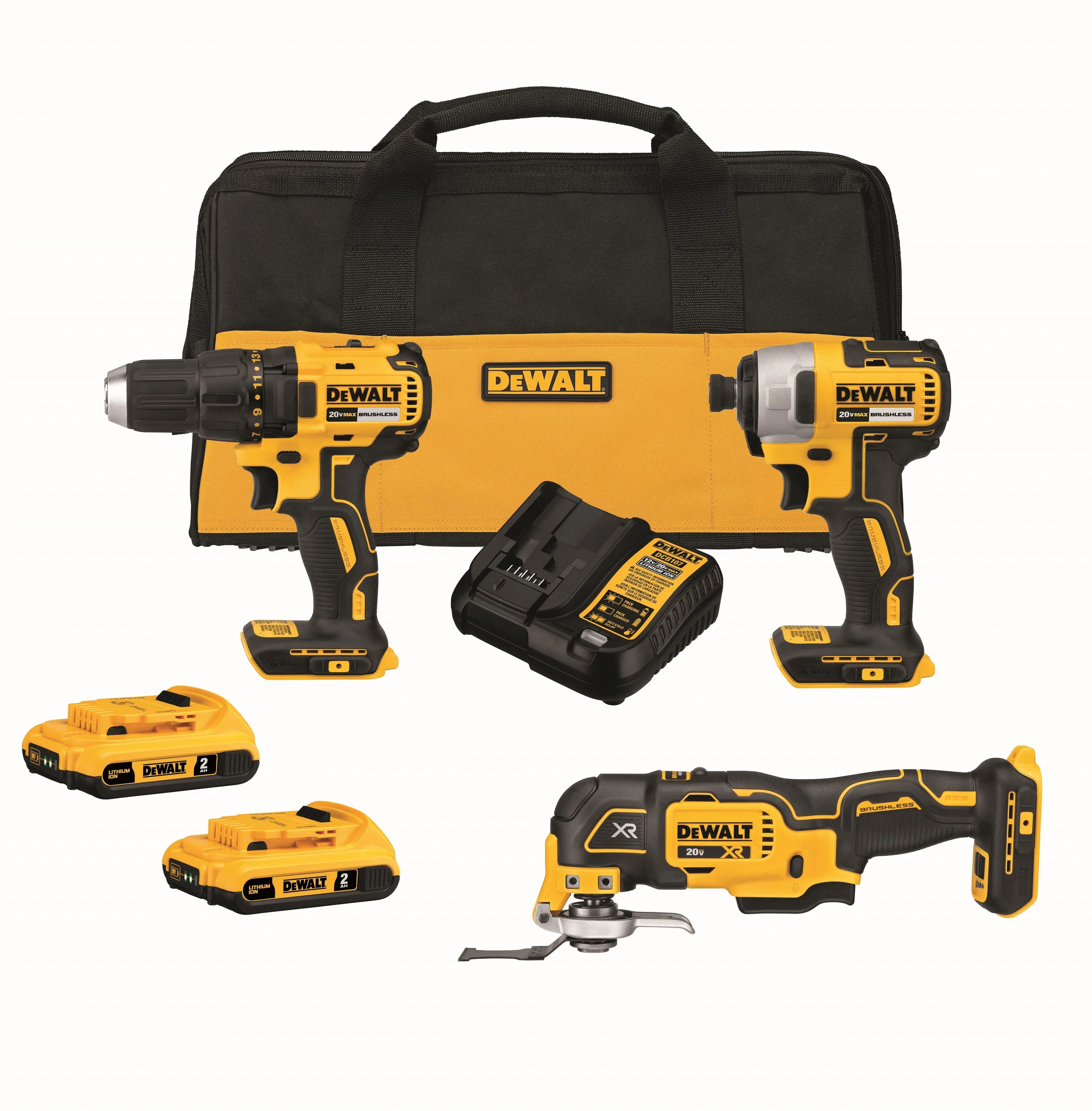DeWalt 20V Max Compact Cordless 3-Tool Combo Kit - Drill Impact Driver Multi-Tool