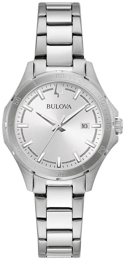 Bulova Watches Corporate Collection Ladies' Silvertone Stainless Steel Watch, Silver White Dial