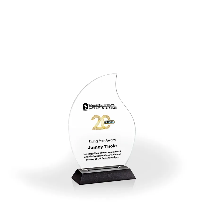 Flame Award with Black Wood Base, Medium - UV Print