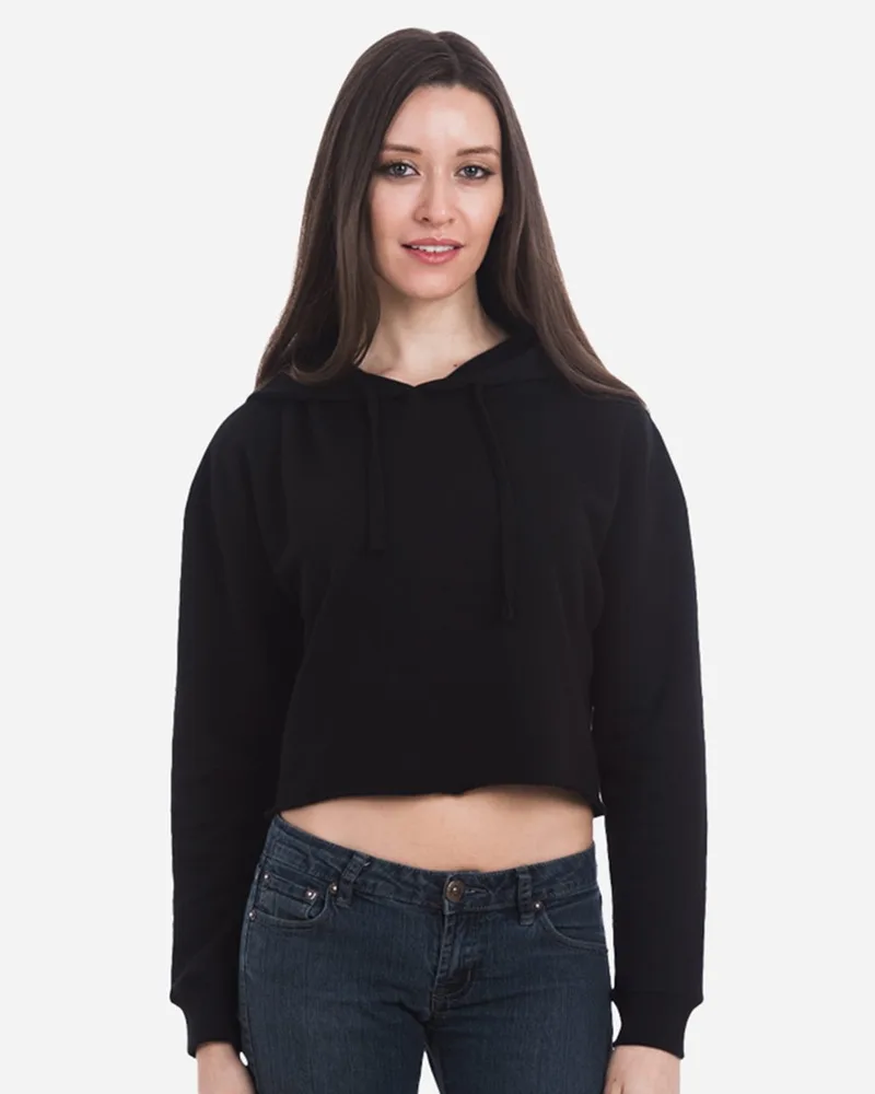 Lane Seven® Women's Cropped Fleece Hooded Sweatshirt view 2
