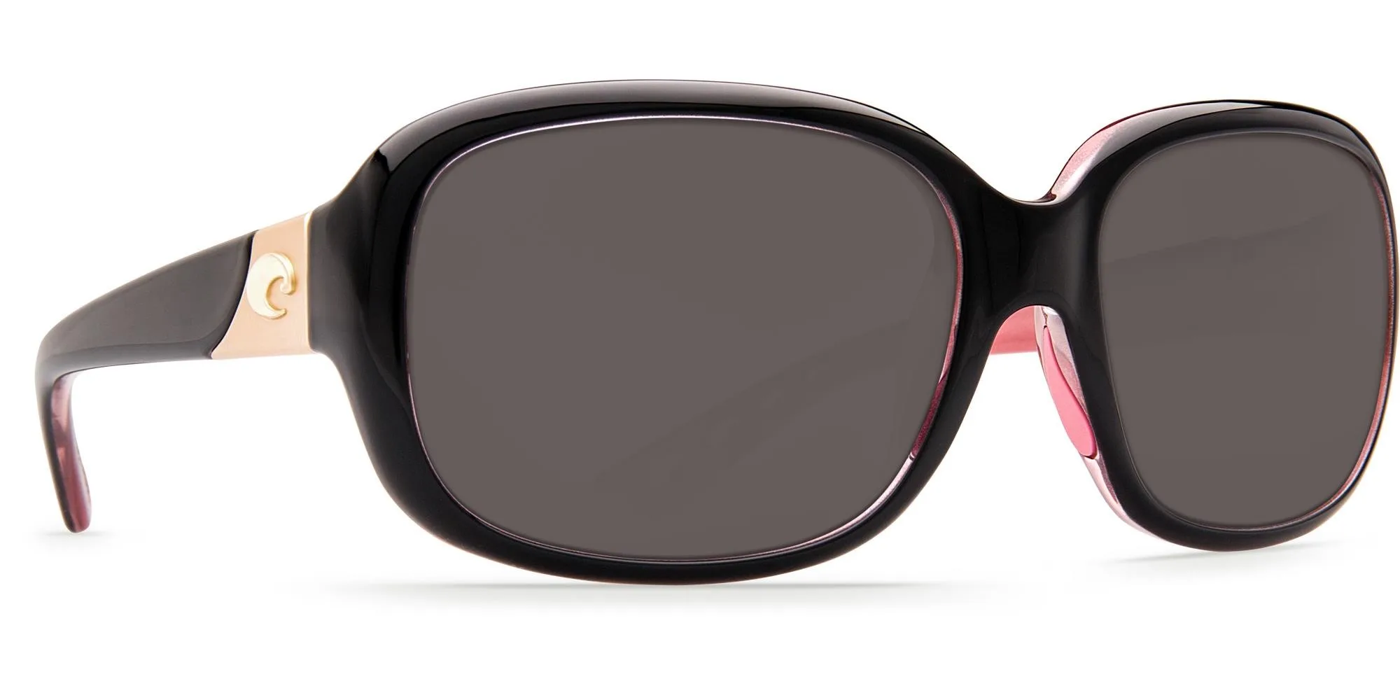 Costa Del Mar Gannet Sunglasses - (Frame) Shiny Black, Hibiscus; (Lens) Gray, 580P