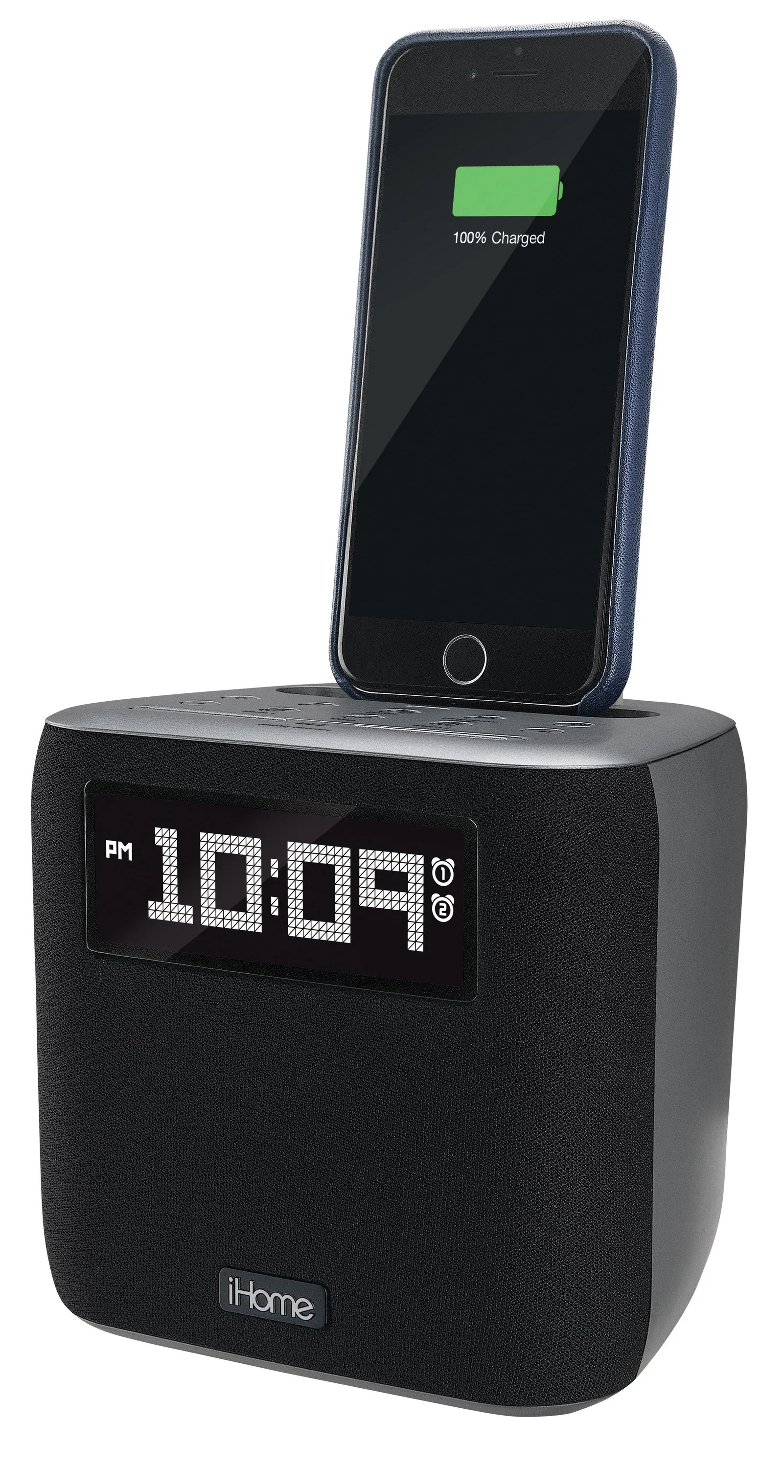 Dual Alarm, Dual Charging FM Clock Radio w/ Case Friendly Lightning Dock & USB Charging Port