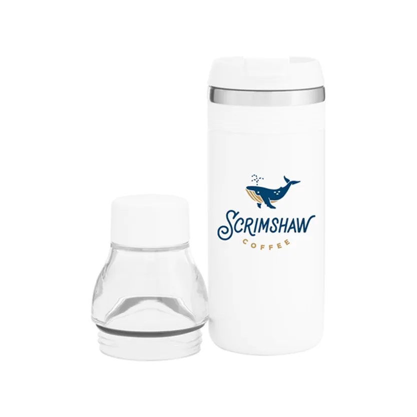 Matte White Logo with Snap-Fit Lid & Bottle Lid