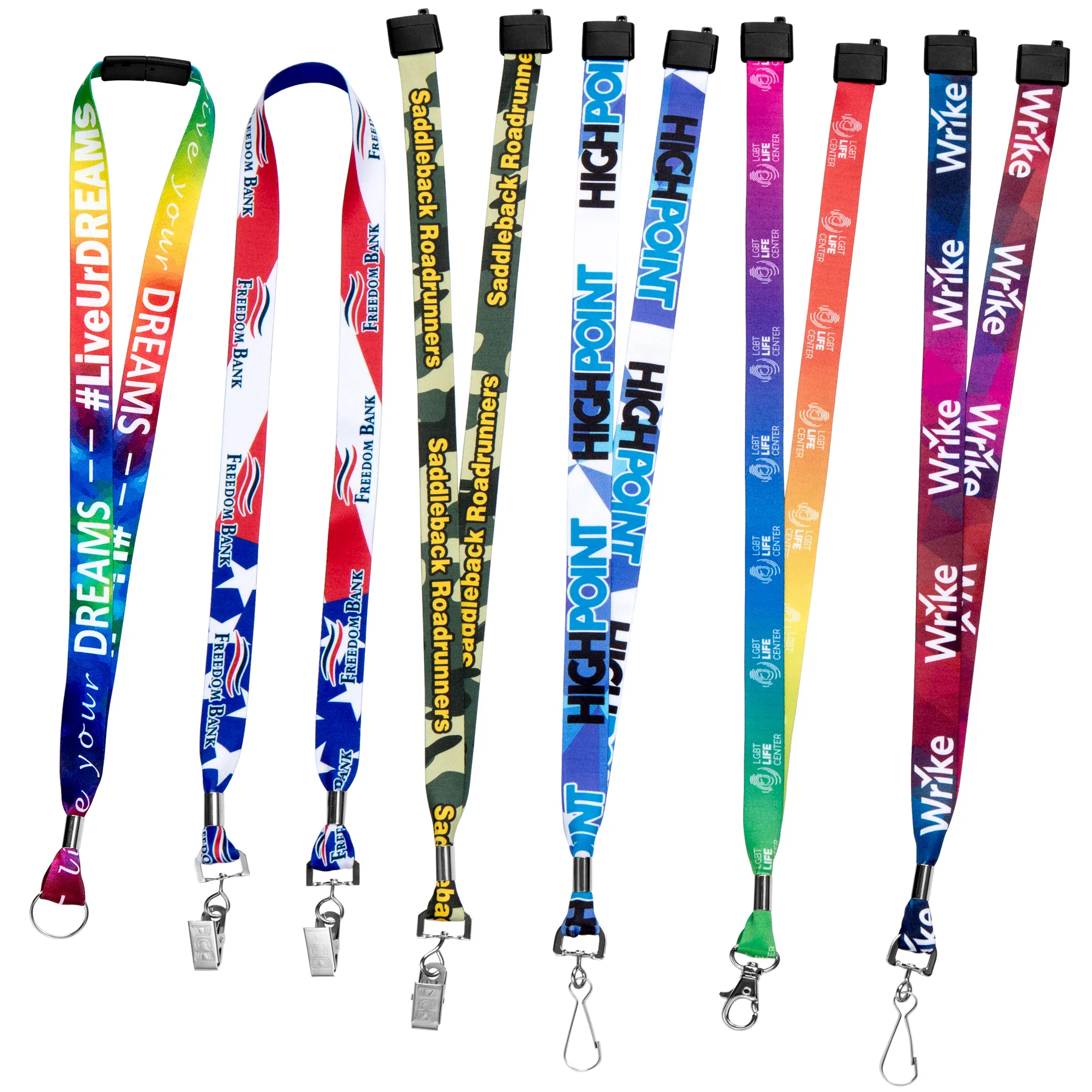 5/8" or 3/4" Made in USA Dye Sublimation Lanyards