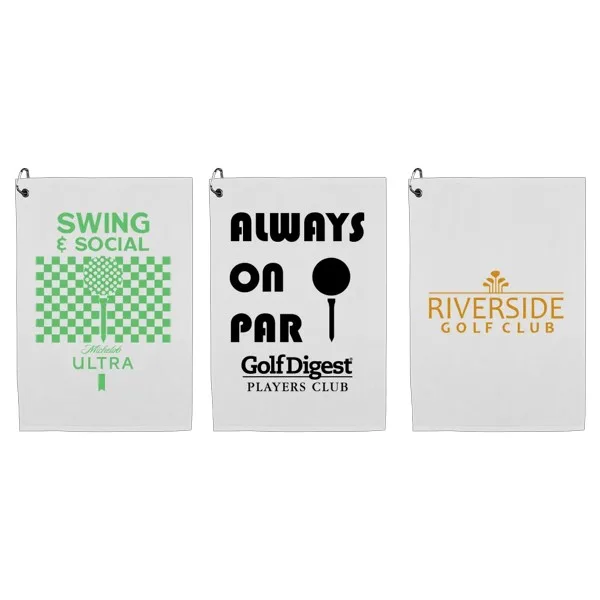Weekender Flat Hem Golf Towel with Black Corner Hook