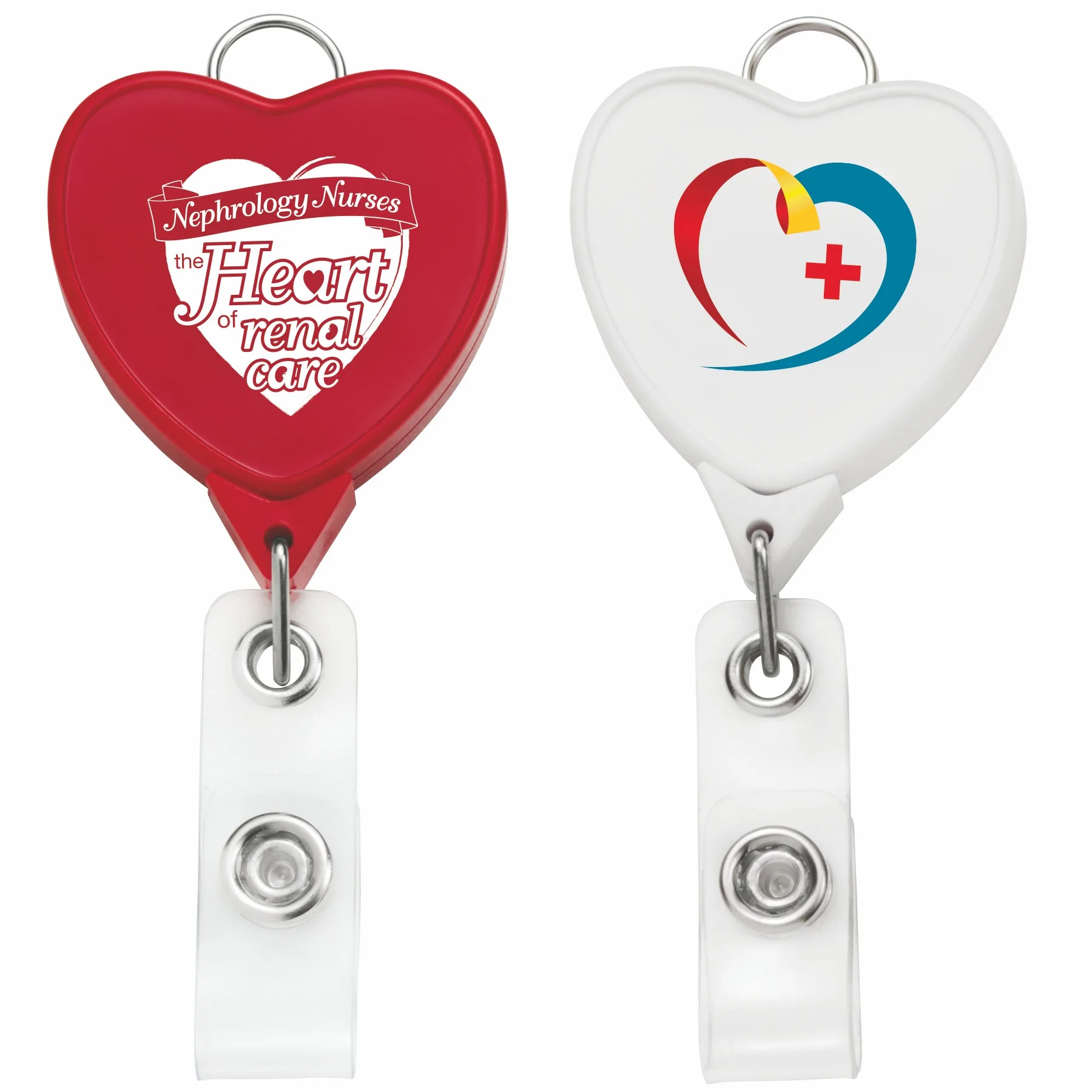 Jumbo Heart Retractable Badge Reel w/lanyard attachment