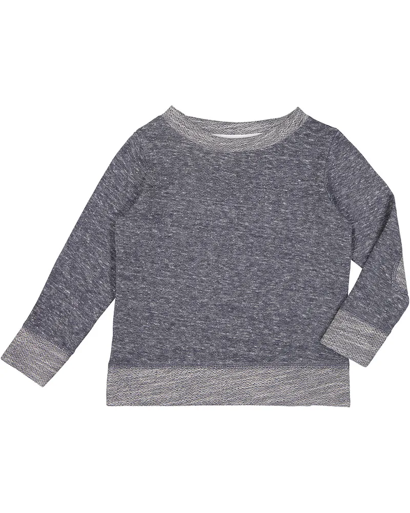 Rabbit Skins Toddler Harborside Melange French Terry Crewneck with Elbow Patches view 4