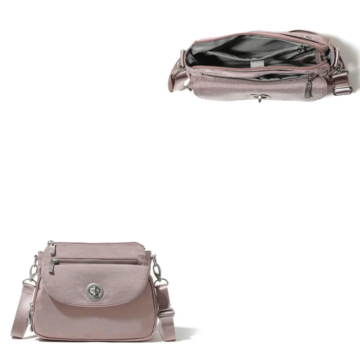 Baggallini Calais Crossbody Bag - Blush Shimmer Pink