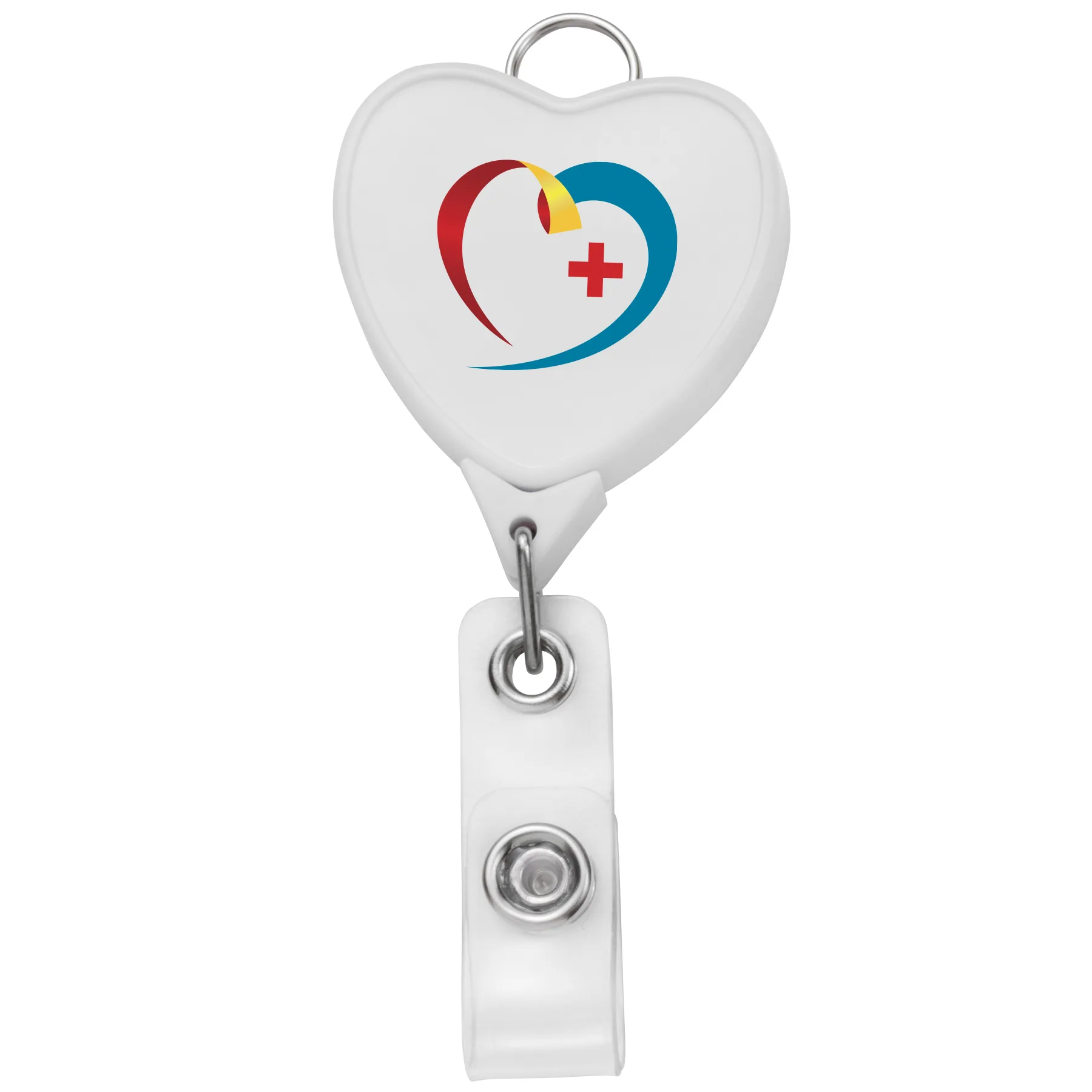Jumbo Heart Retractable Badge Reel w/lanyard attachment view 5