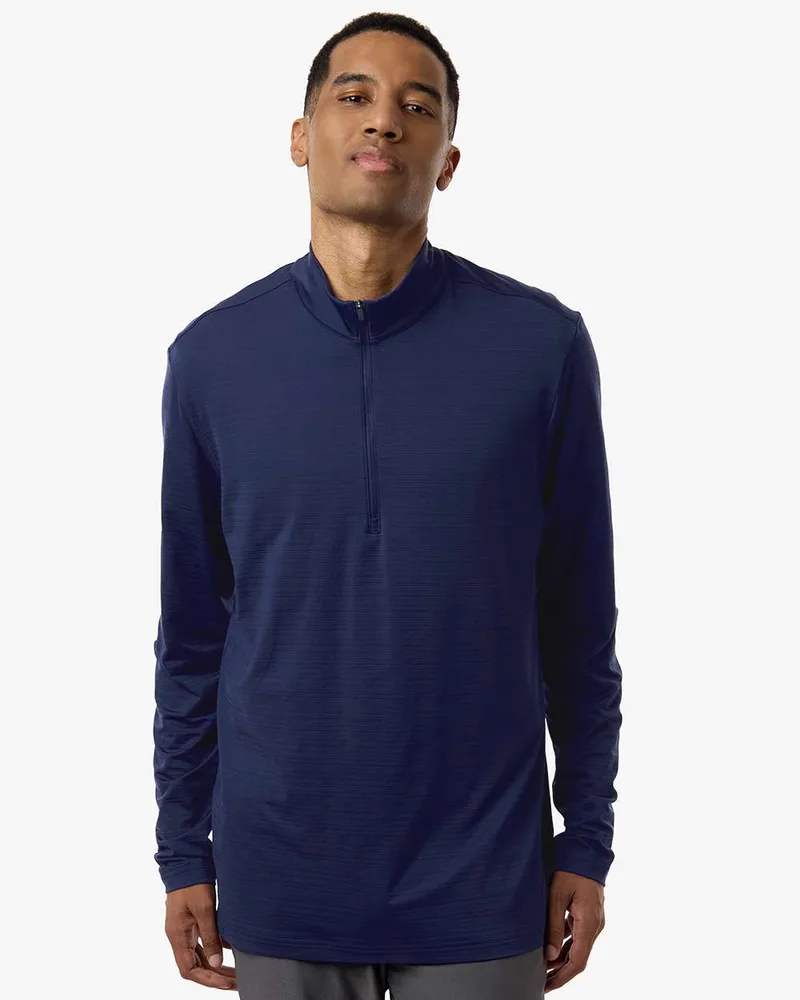 Adidas® Men's Textured Stripe Quarter-Zip Pullover Shirt view 3