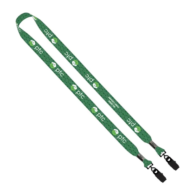 3/4" rPET Dye-Sublimated Double-Ended Lanyard with Metal Crimp and Bulldog Clip