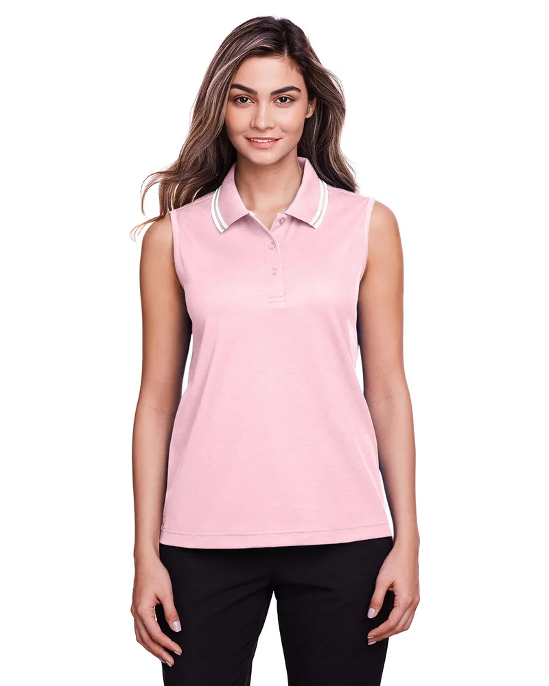 Devon and Jones CrownLux Performance? Ladies' Plaited Tipped Sleeveless Polo view 6