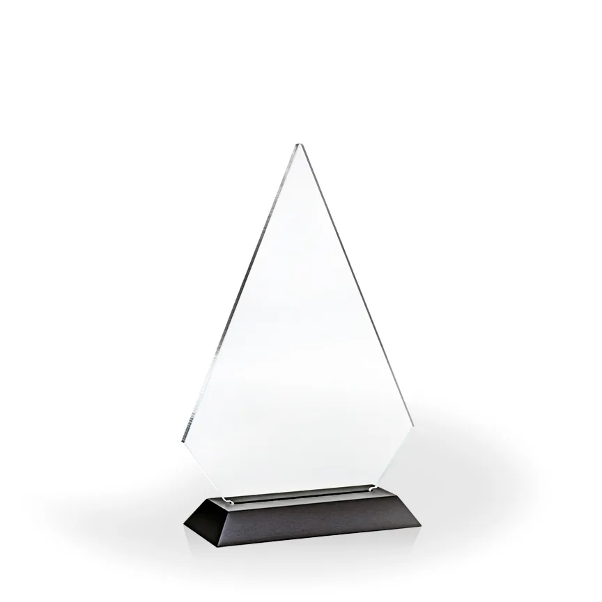 Brilliant Diamond Award with Black Wood Base, Large - Engraved view 2